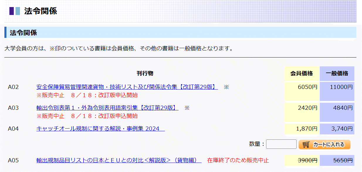 安全保障貿易管理関連貨物・技術リスト及び関係法令集 改訂第29版 電子ブックコーナー | 書籍・報告書・統計 | 日本機械輸出組合