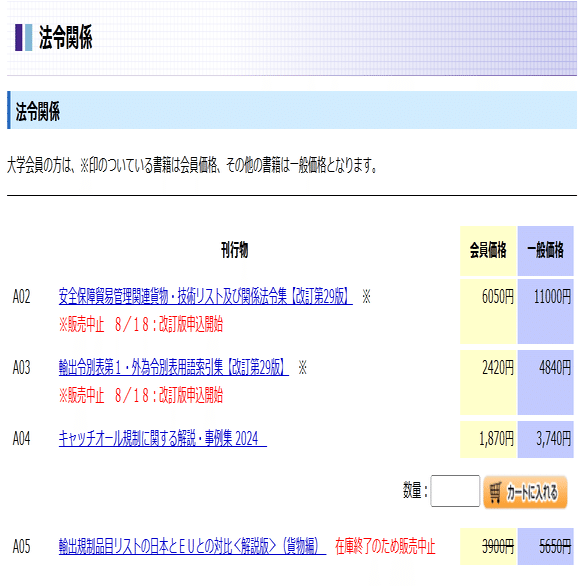 CISTEC 安全保障貿易管理関連貨物・技術リスト及び関係法令集【改訂第
