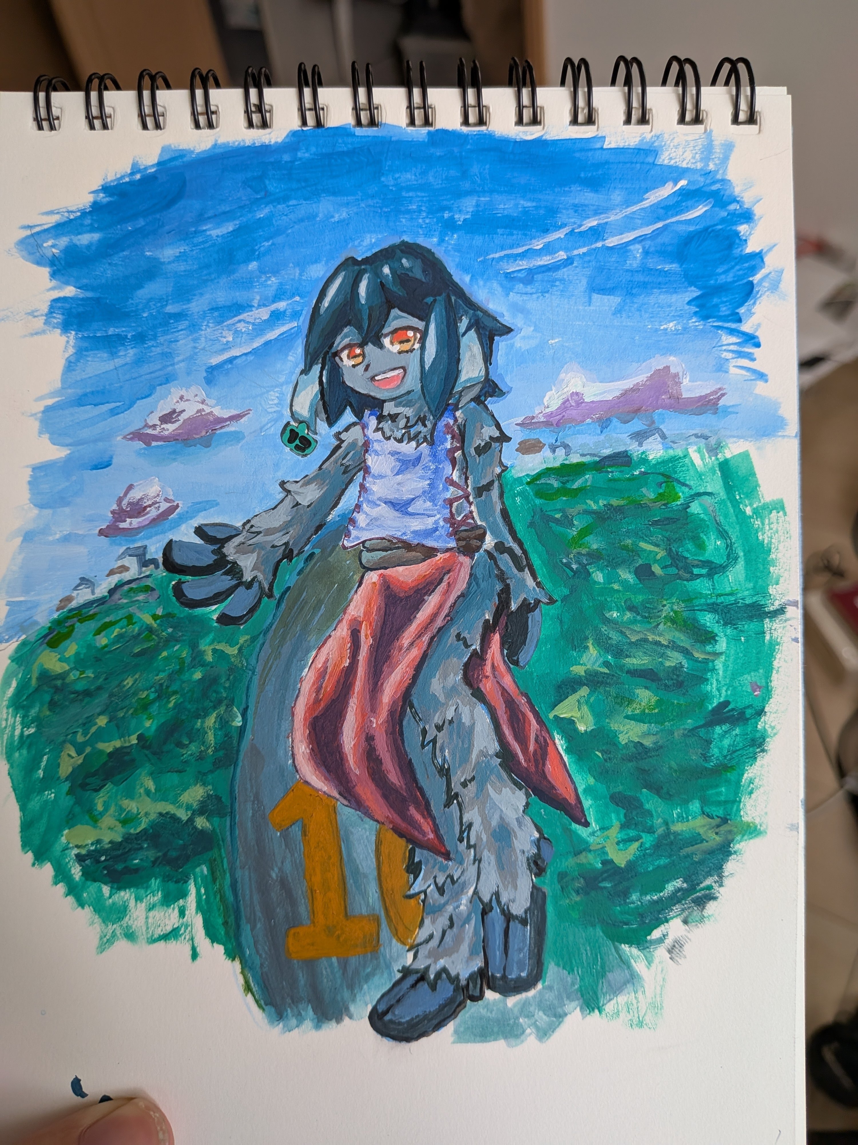 アナログでうちの子を描いたよ。アクリルガッシュ初挑戦。｜ぼこいた