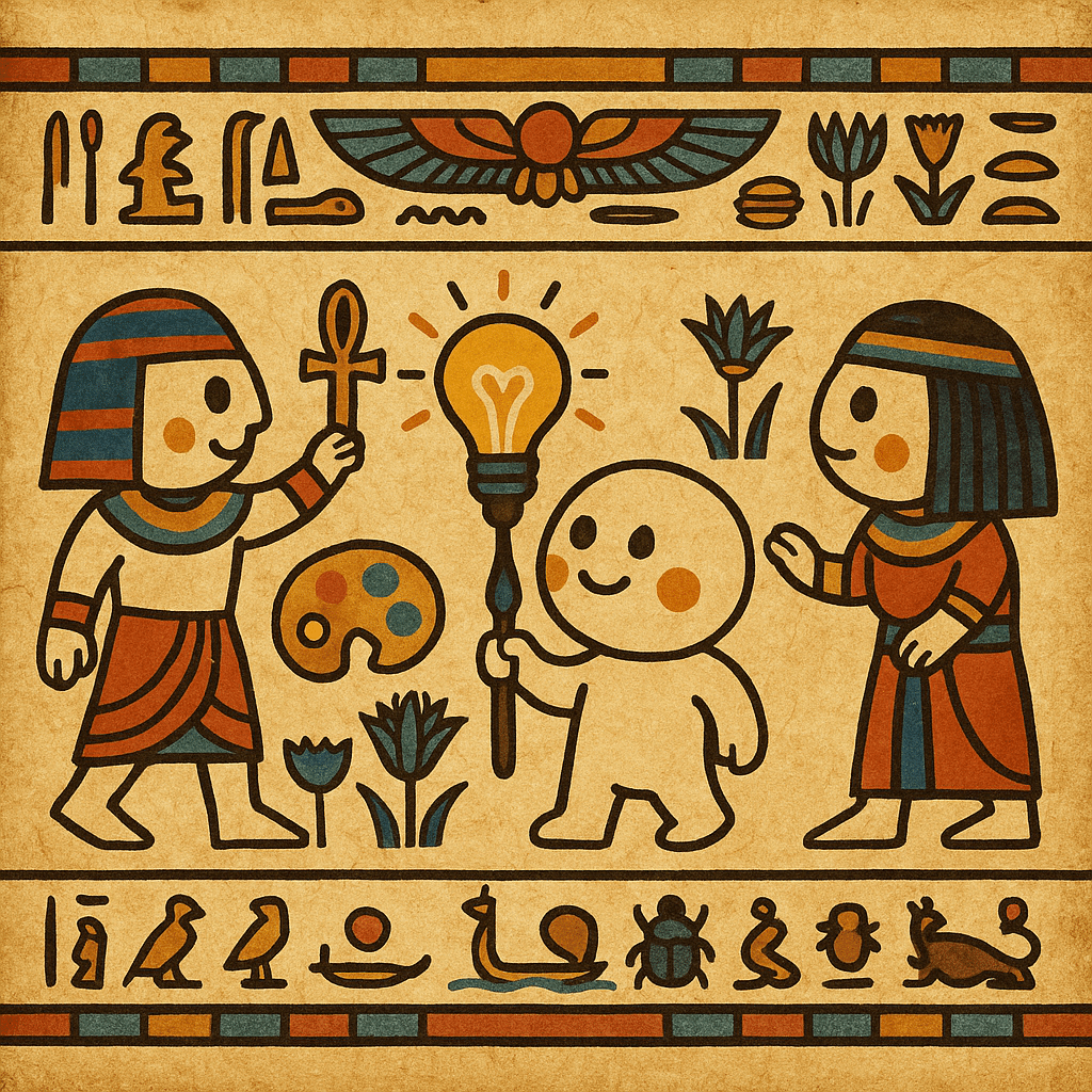 AI画像生成】スマホを持つファラオ爆誕？！古代エジプト壁画風