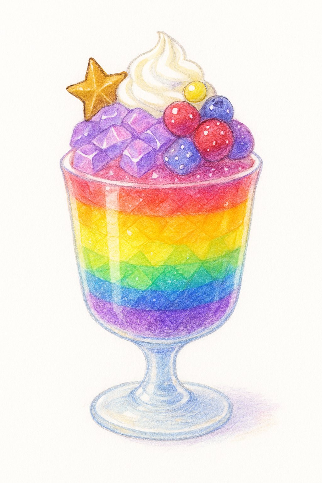 夏のスイーツ【水彩色鉛筆イラスト】｜ぷわぽのん