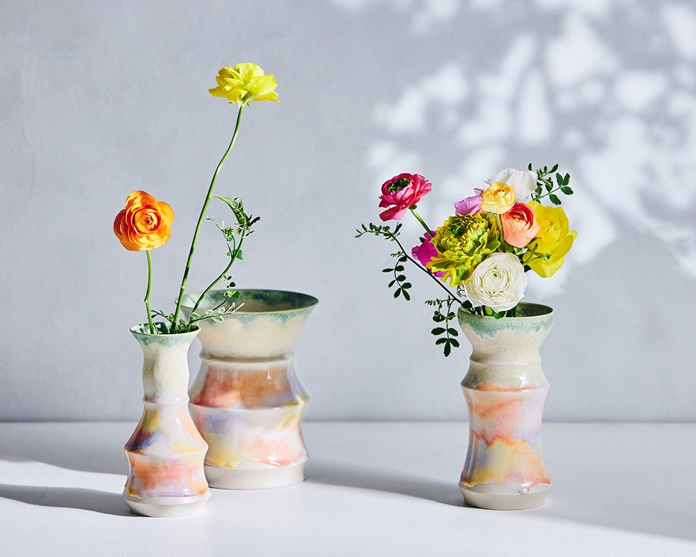 【超希少】骨董　陶印　萩焼　花器　池坊　時代　チューリップ　フラワーベース 超希少】骨董 陶印 萩焼 花器 池坊 時代 チューリップ フラワーベース