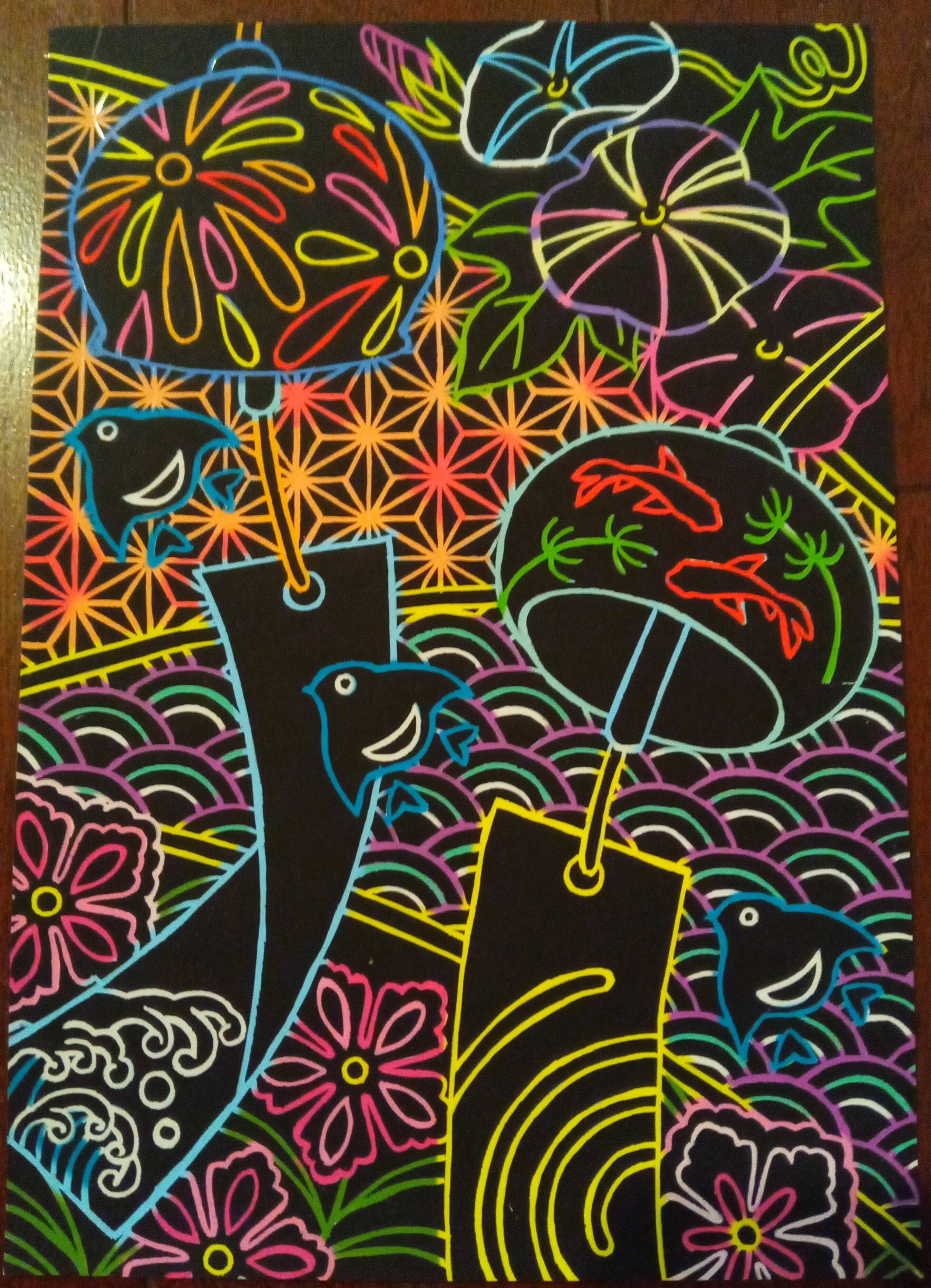 こわありん水彩画　風鈴と文鳥　値段は700円です こわありん様専用水彩画 風鈴と文鳥 値段はです