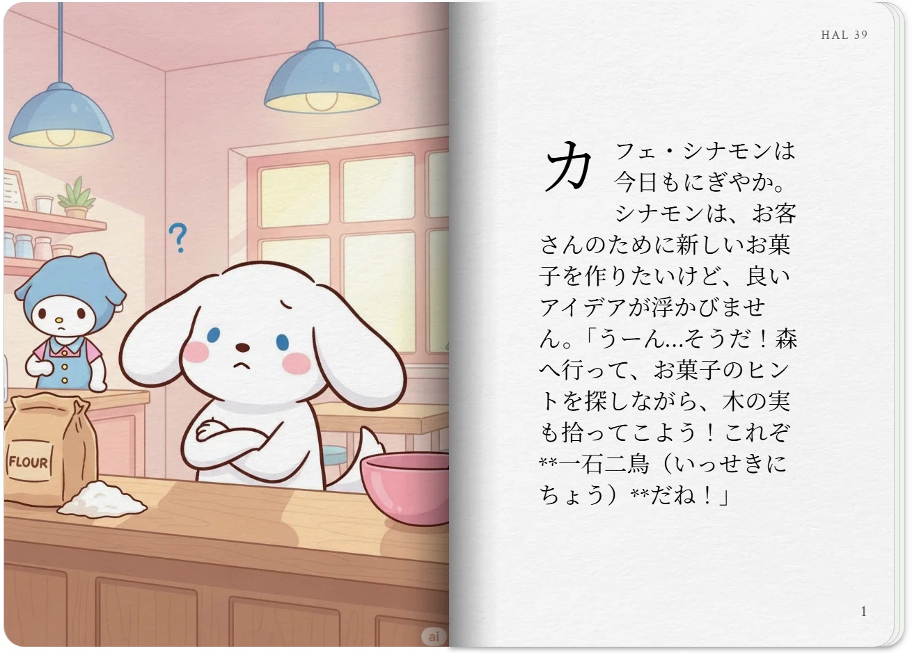 storybook】シナモンが好きな娘へ送る、サン〇オ風絵本を作りたい｜く