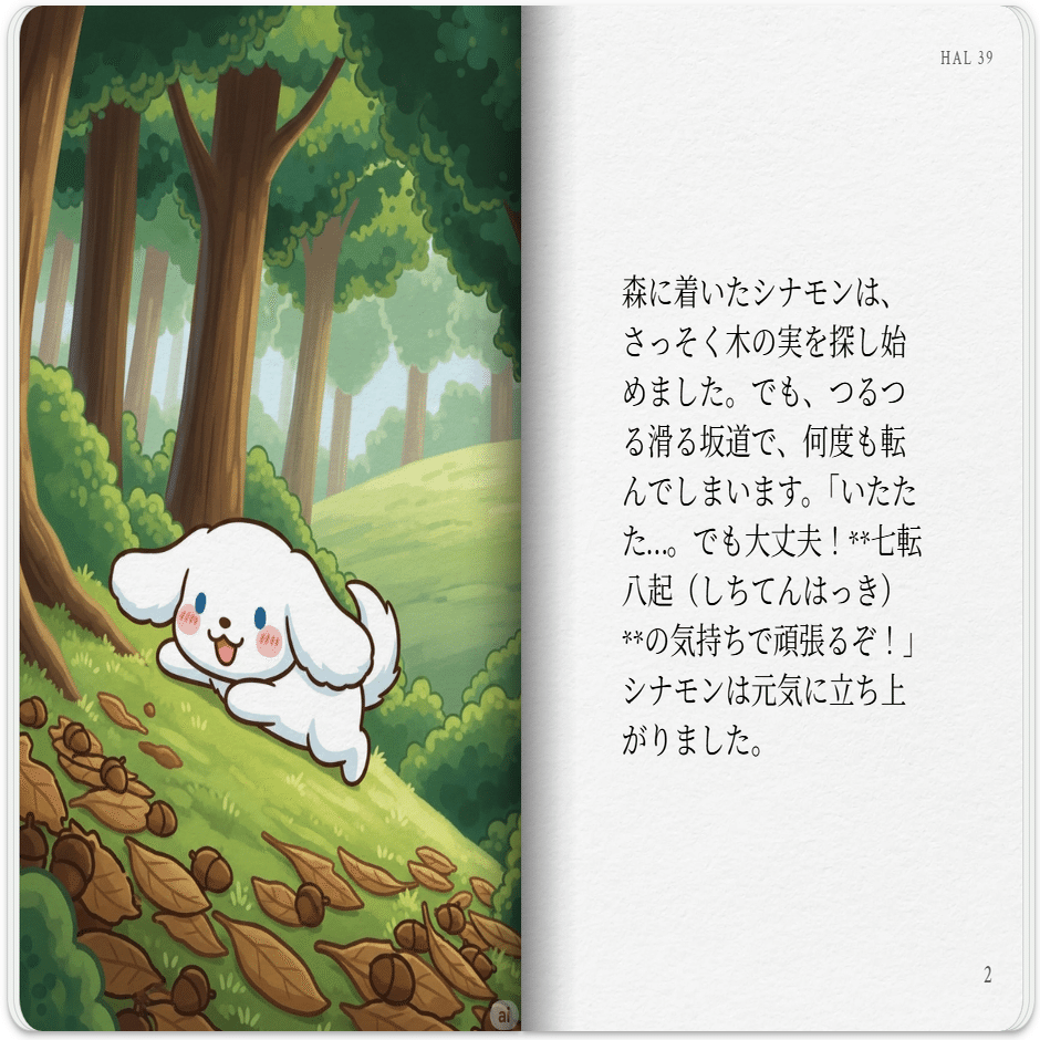 storybook】シナモンが好きな娘へ送る、サン〇オ風絵本を作りたい｜く