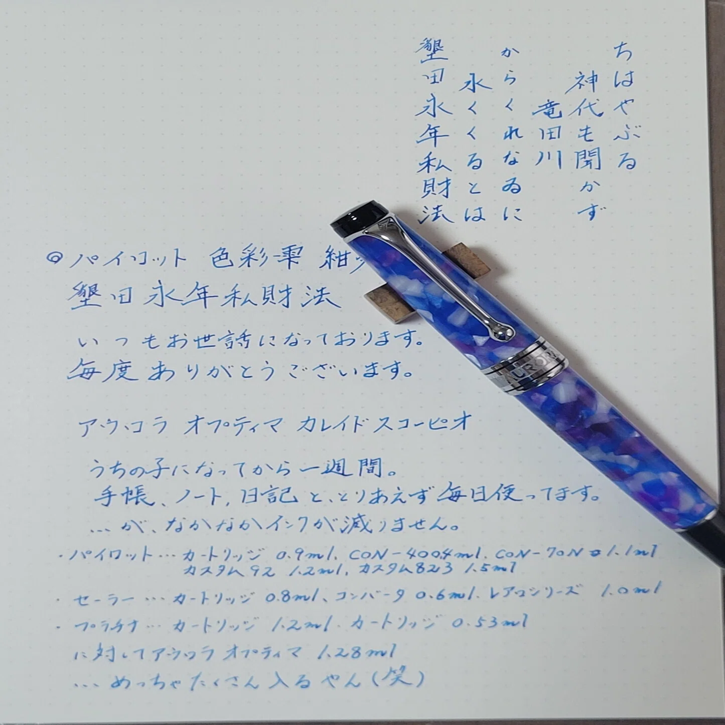 アウロラ オプティマ カレイドスコーピオ ルーチェブルーを1週間使って 