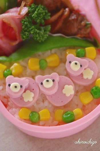 くまちゃんのお弁当（キャラ弁）32｜akinoichigo/お弁当作家・キャラ弁作家