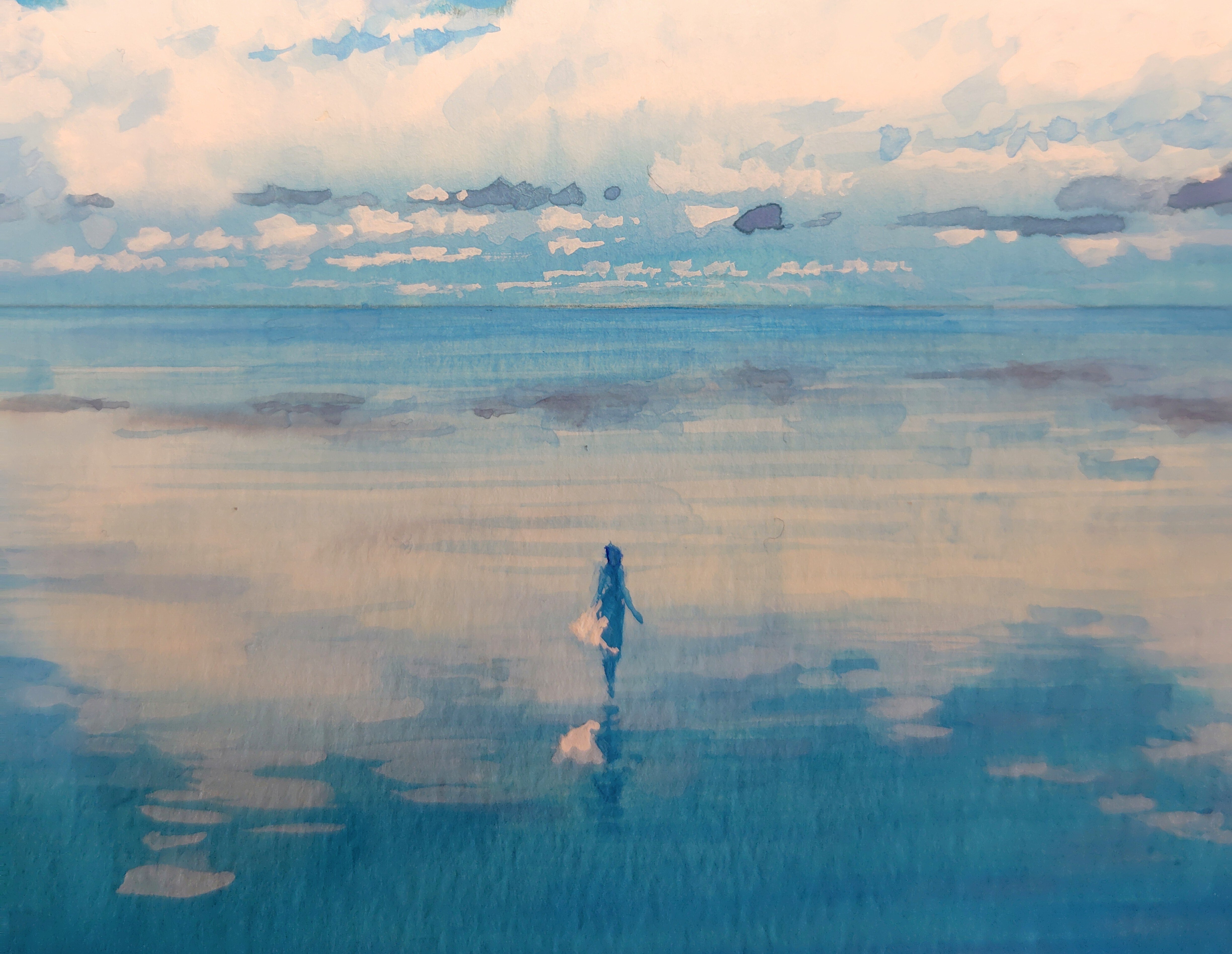 風景画【盛夏】 風景イラスト『夏の果てまで』完成！｜岩本晋司@画家