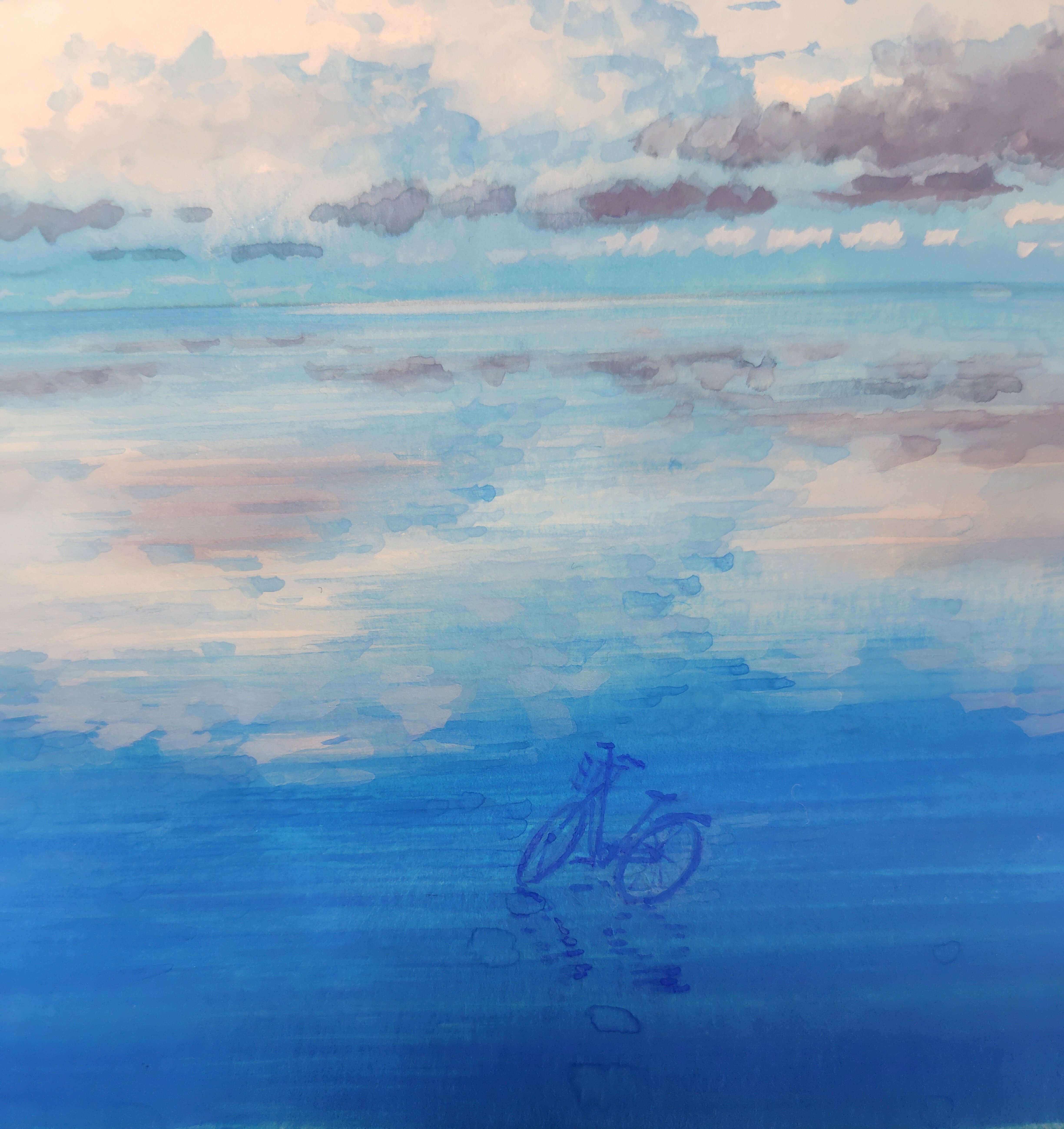 風景イラスト『夏の果てまで』完成！｜岩本晋司@画家