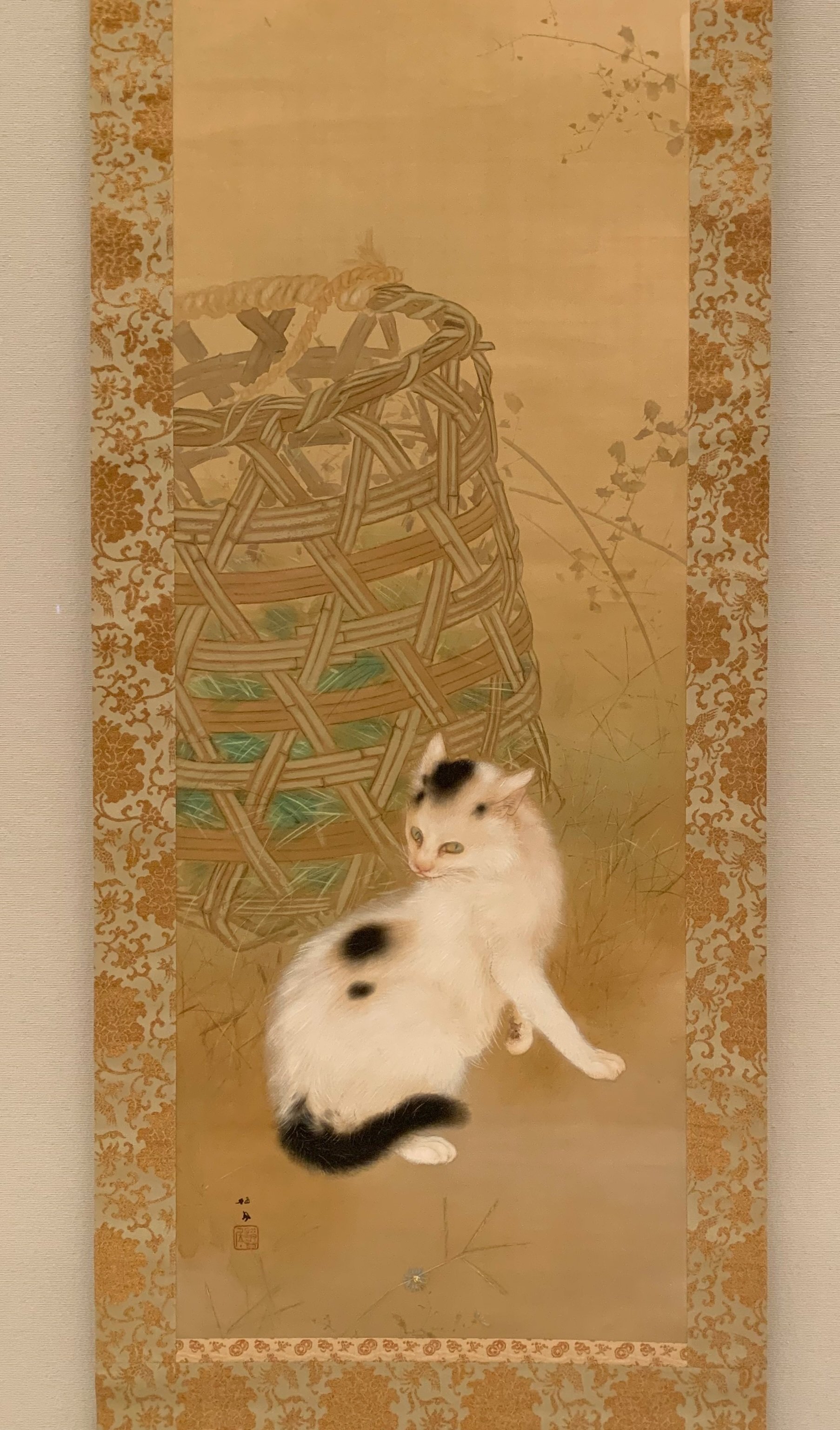 竹内栖鳳「白菊」 掛軸 掛け軸 本格ミニ掛軸 白菊 竹内栖鳳 約横28cm×縦90cm ミニ