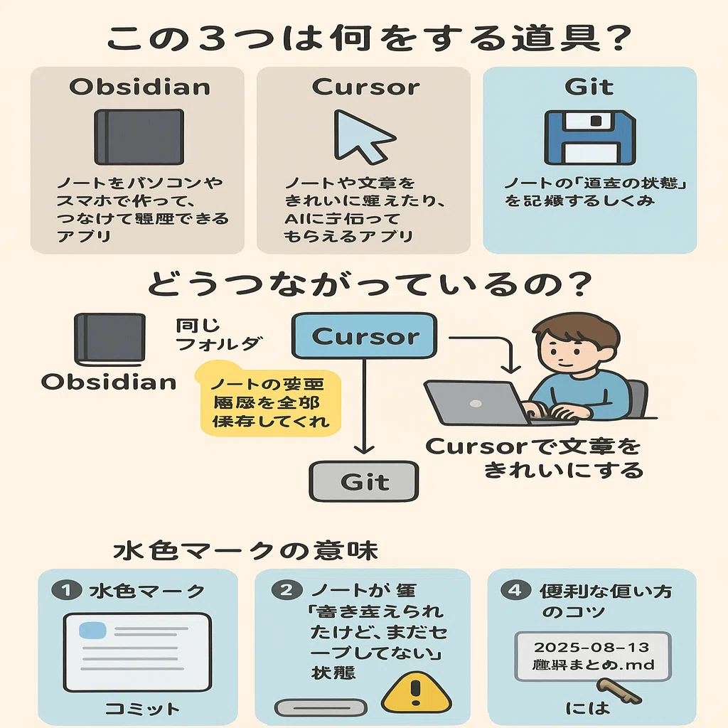 迷子おばさんは、ObsidianとCursorとの連携をがんばったけど、GitHub