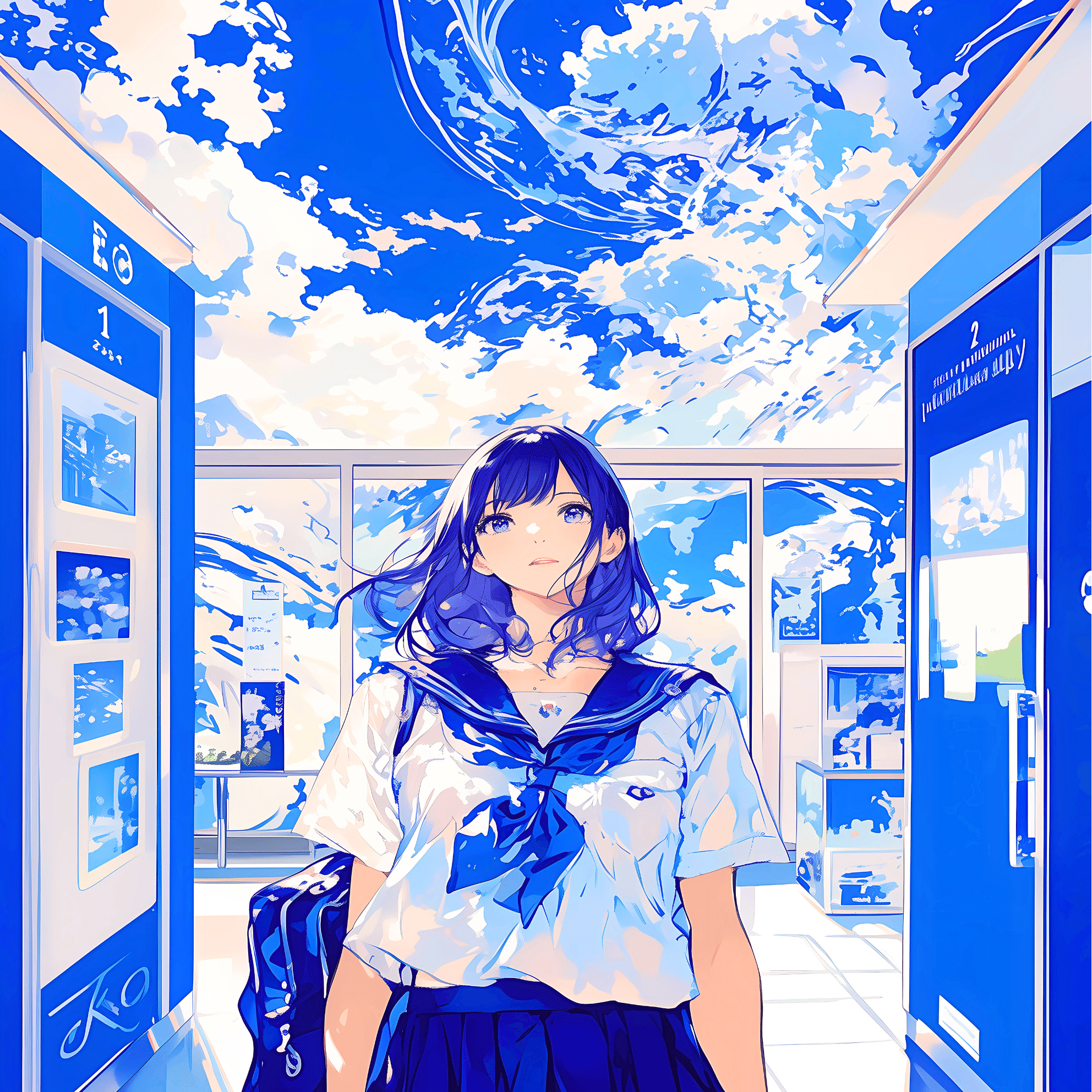 夏の放課後、青の深みに飲まれて【画像生成AI＋4コマ漫画】｜Alpaka