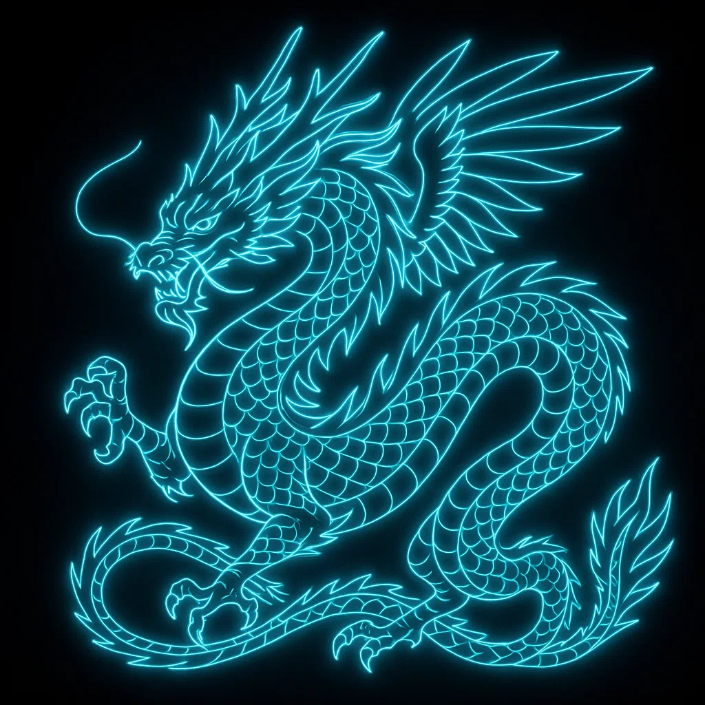 よくゲームにでてくる“四聖獣”をネオンラインアートで描いてみた｜ヨルハ