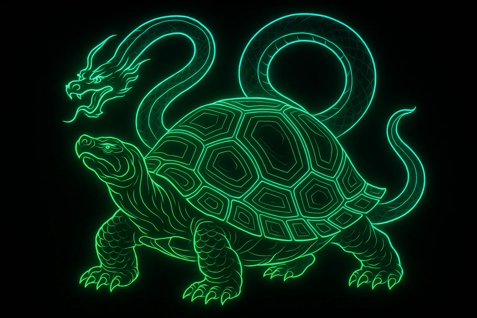 よくゲームにでてくる“四聖獣”をネオンラインアートで描いてみた｜ヨルハ