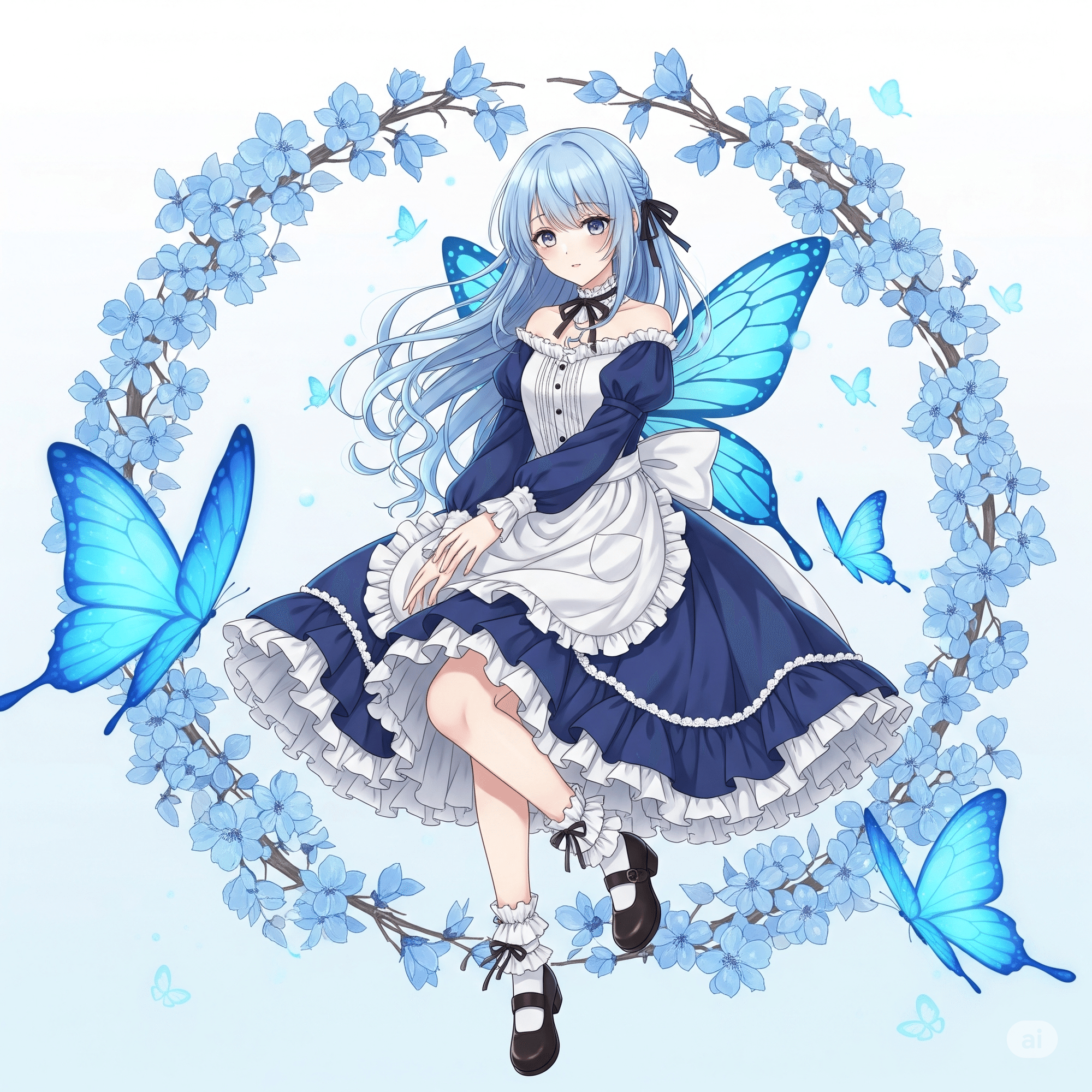 千住まいかさんのAIイラストチャレンジ第5弾 『蝶とプリンセス』に参加
