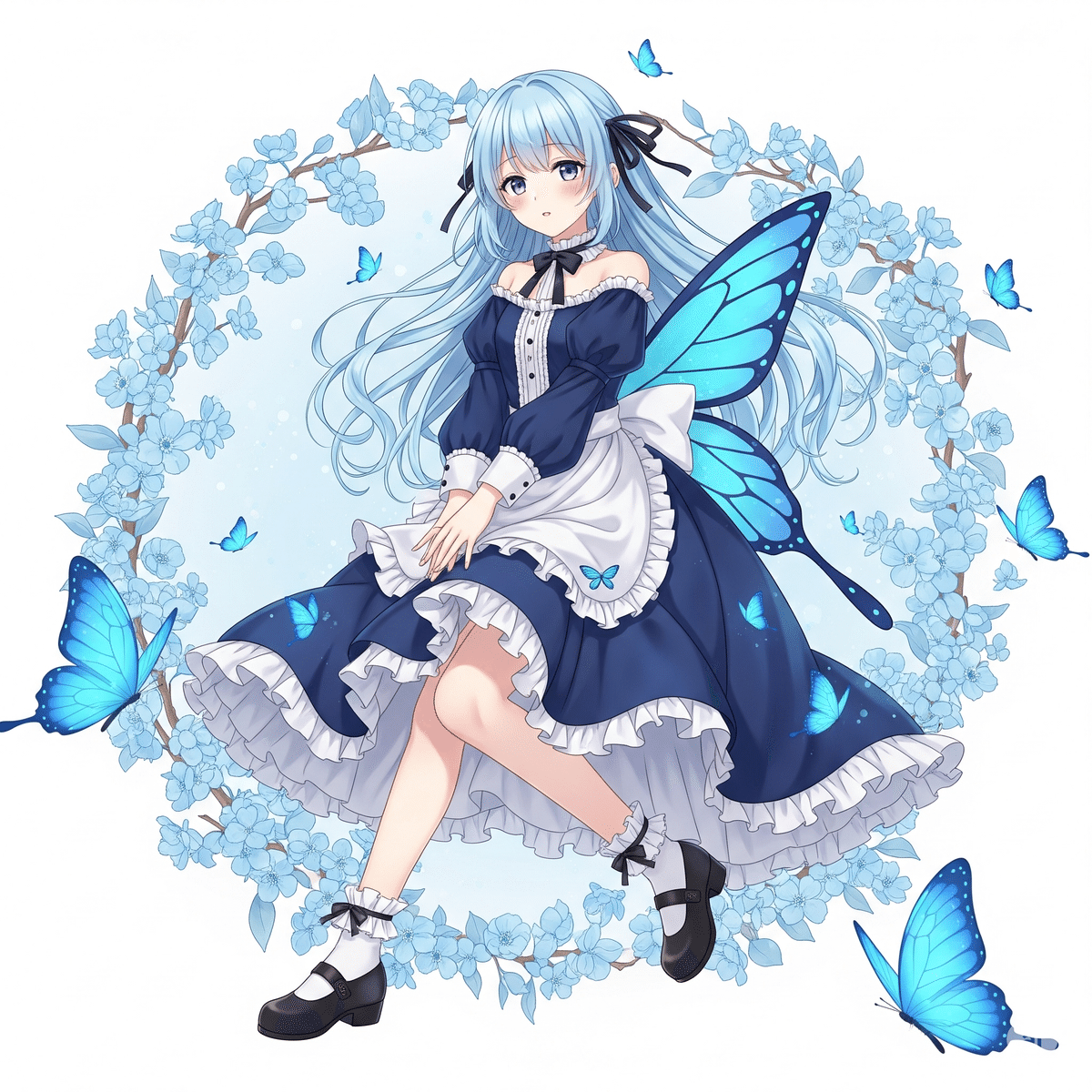 千住まいかさんのAIイラストチャレンジ第5弾 『蝶とプリンセス