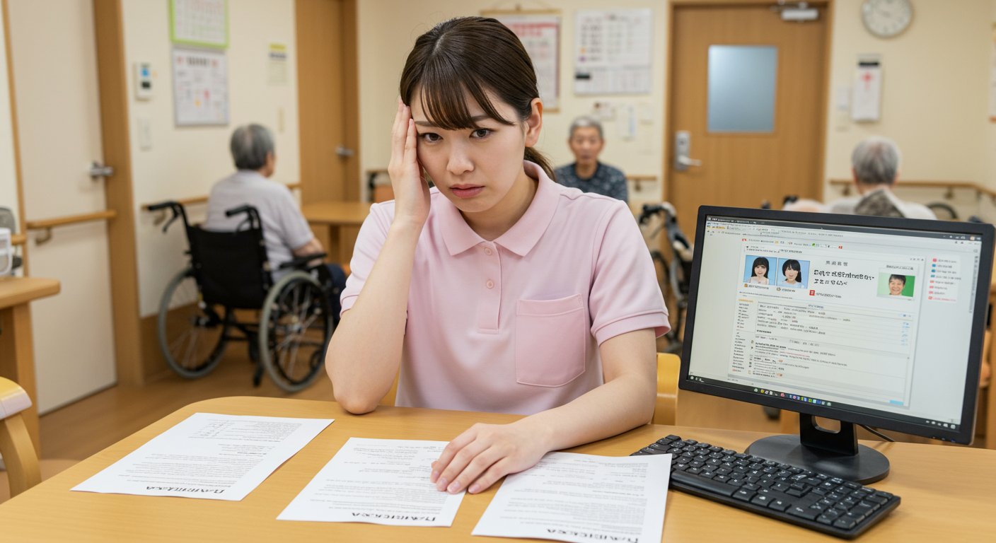 介護施設で忙しく働きながら採用業務に追われる管理者
