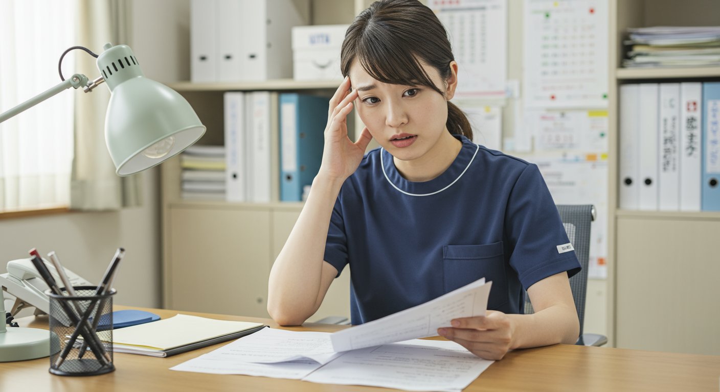 介護施設で人材不足に悩む管理者の様子