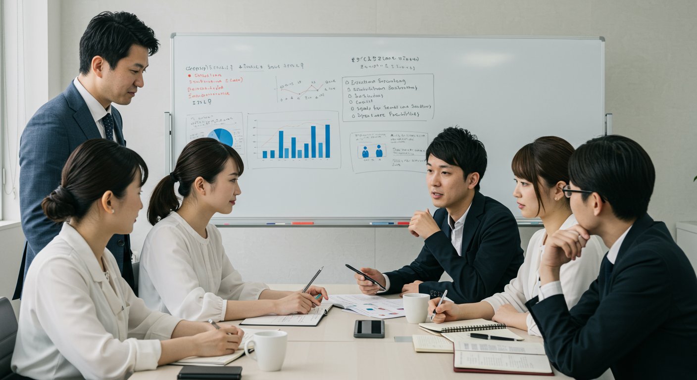 採用戦略を立案する専門チームの様子