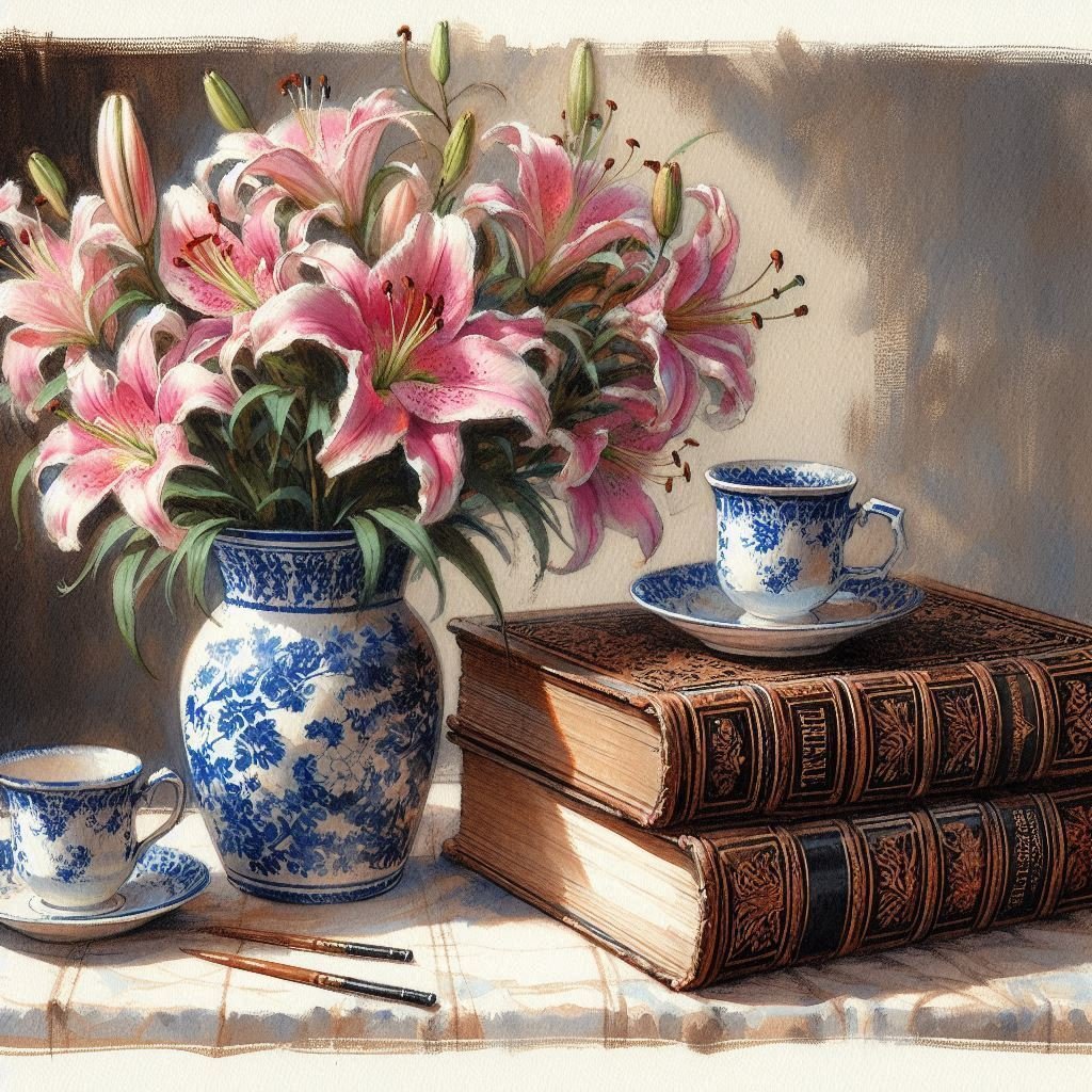 ◇地域限定 静物画　大型水彩　在銘あり GPT－4o(Beta) 新機能 de 水彩、静物画 @Image Creator