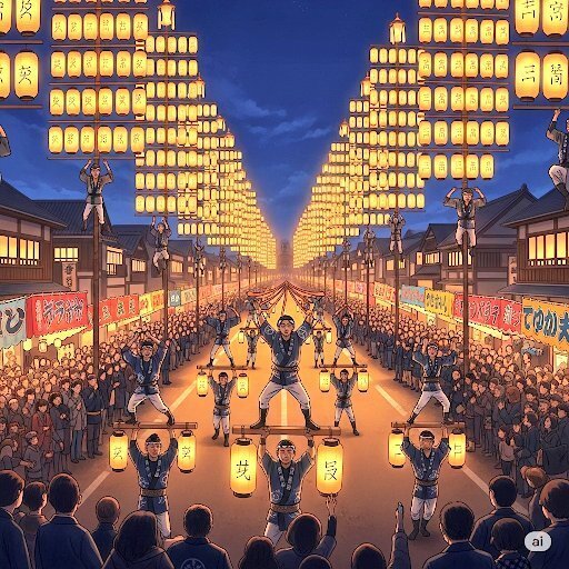 貴重　秋田竿燈祭　 傅益瑤 中国名絵家　リドグラフ　 限定30部の16 秋田竿燈まつりイラスト｜想依響🔮⚡💫