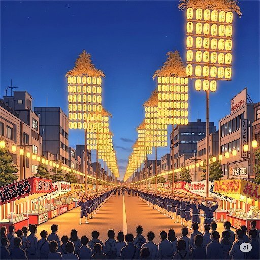 貴重　秋田竿燈祭　 傅益瑤 中国名絵家　リドグラフ　 限定30部の16 秋田竿燈まつりイラスト｜想依響🔮⚡💫
