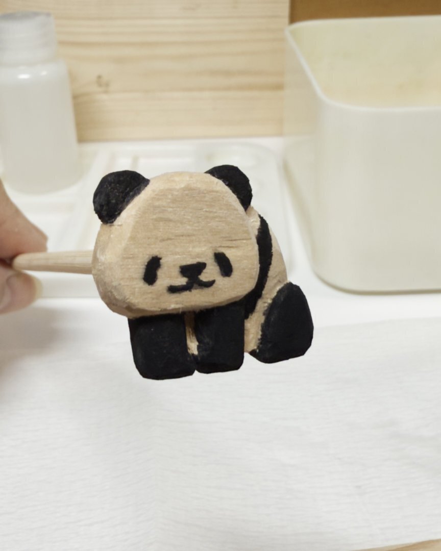 木彫りの練習41・【塗り】パンダ（良浜） ｜ばじぃ | イラストレーター