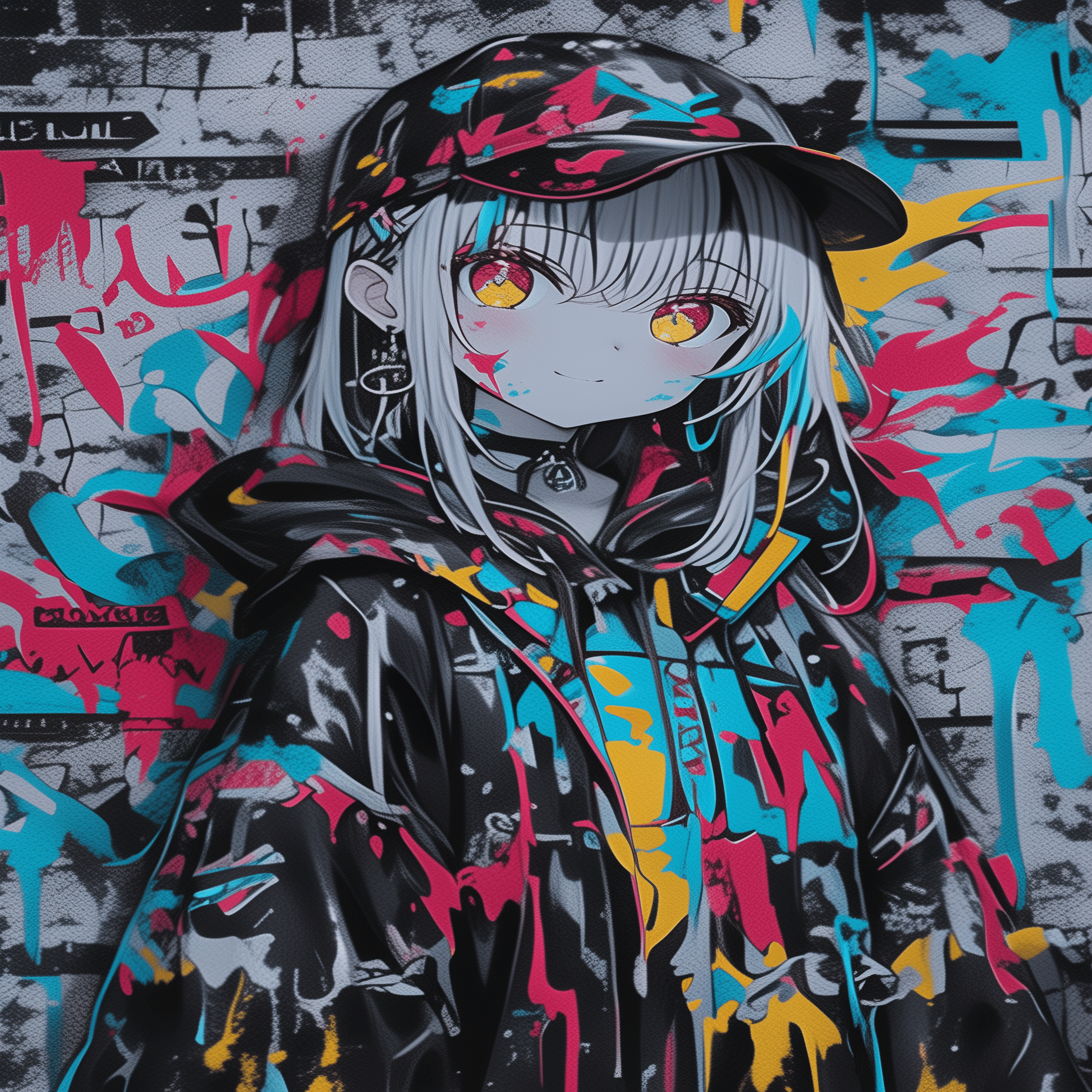 AIイラスト制作記｜モノクロ×スプレーで描くカワイイストリート系