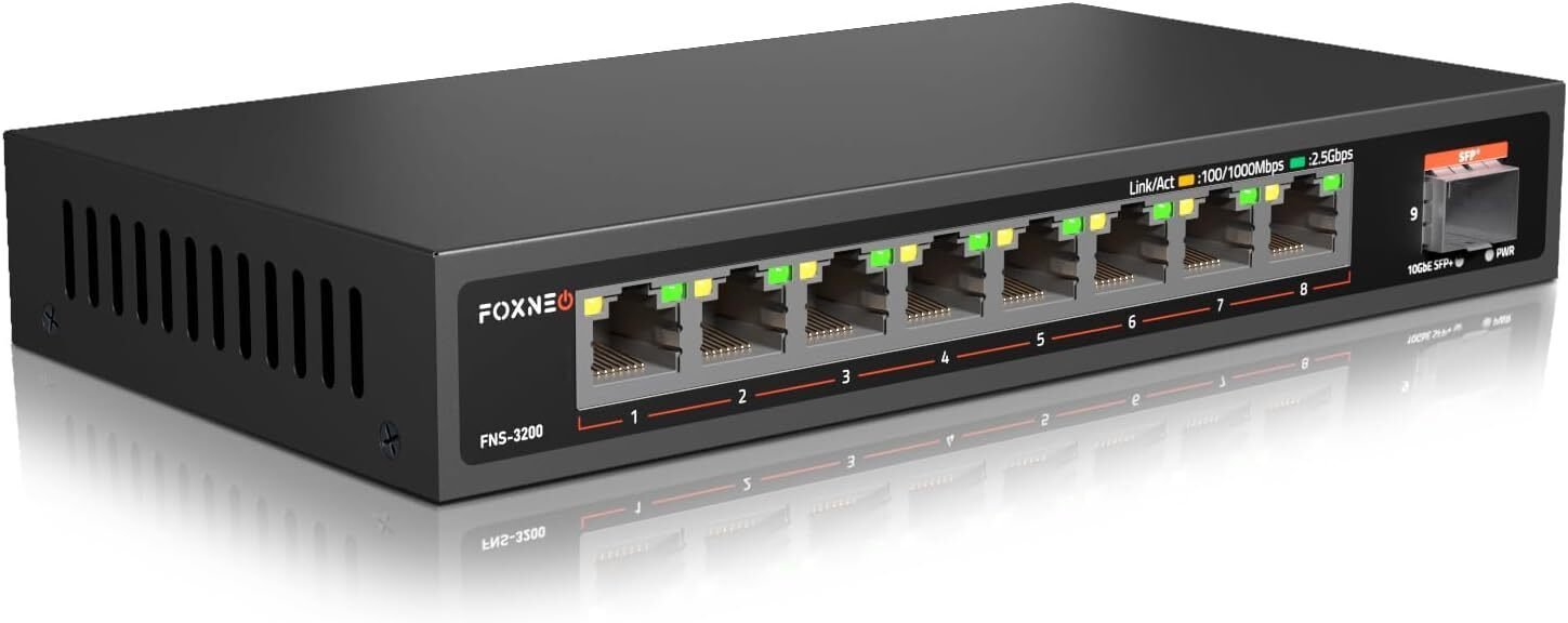 FOXNEO 2.5Gbps スイッチングハブ レビュー｜5,380円で9ポート！家庭用