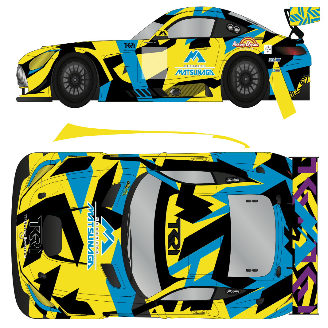 TKRI松永建設 AMG GT3 EVOのリバリーデザイン｜ちょんまげ頭で自転車旅