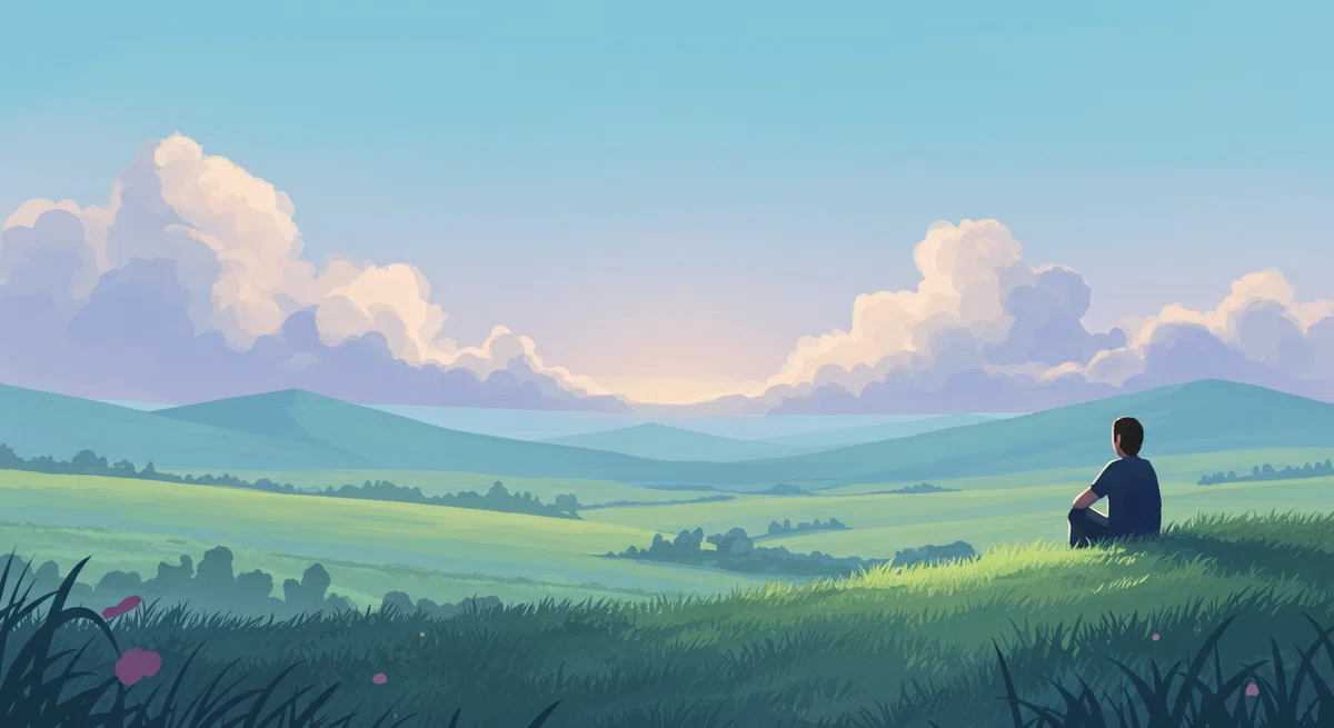 心の余裕を表す穏やかな風景イラスト
