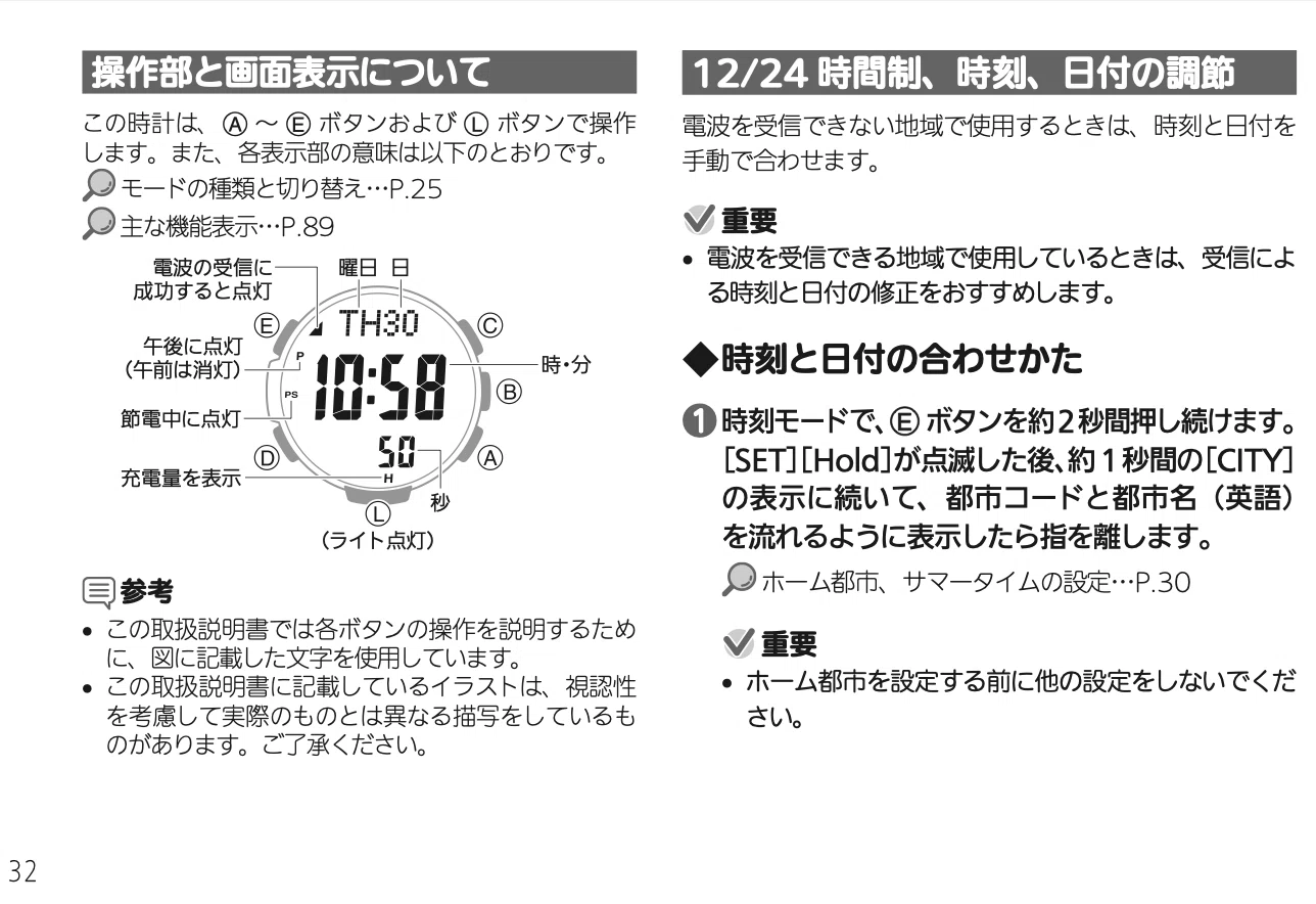デジタル時計 プロトレック 時刻合わせ 海外 ワールドタイム都市を設定