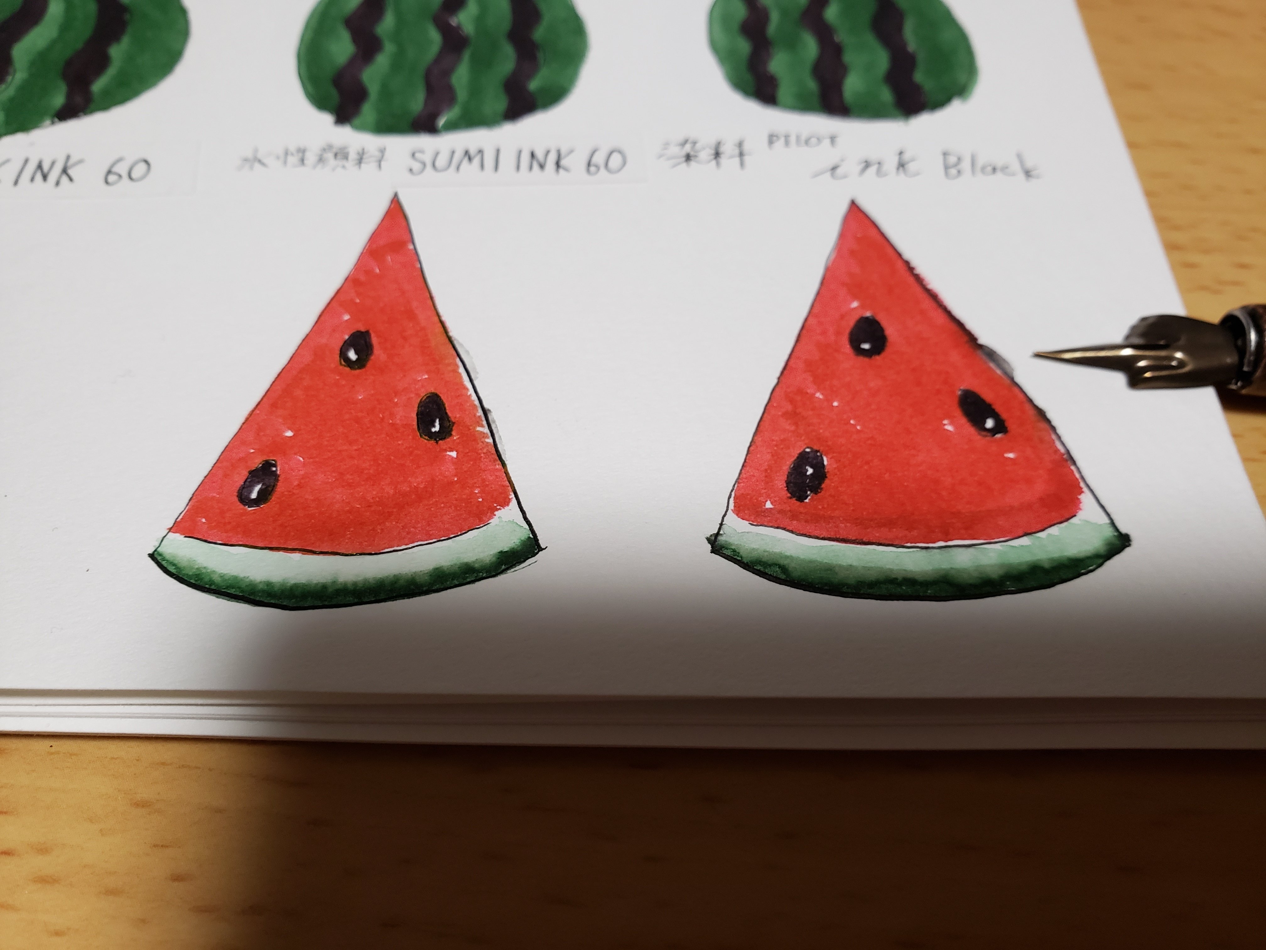 画材お試し】インクって水彩で滲むよね？｜粉雪