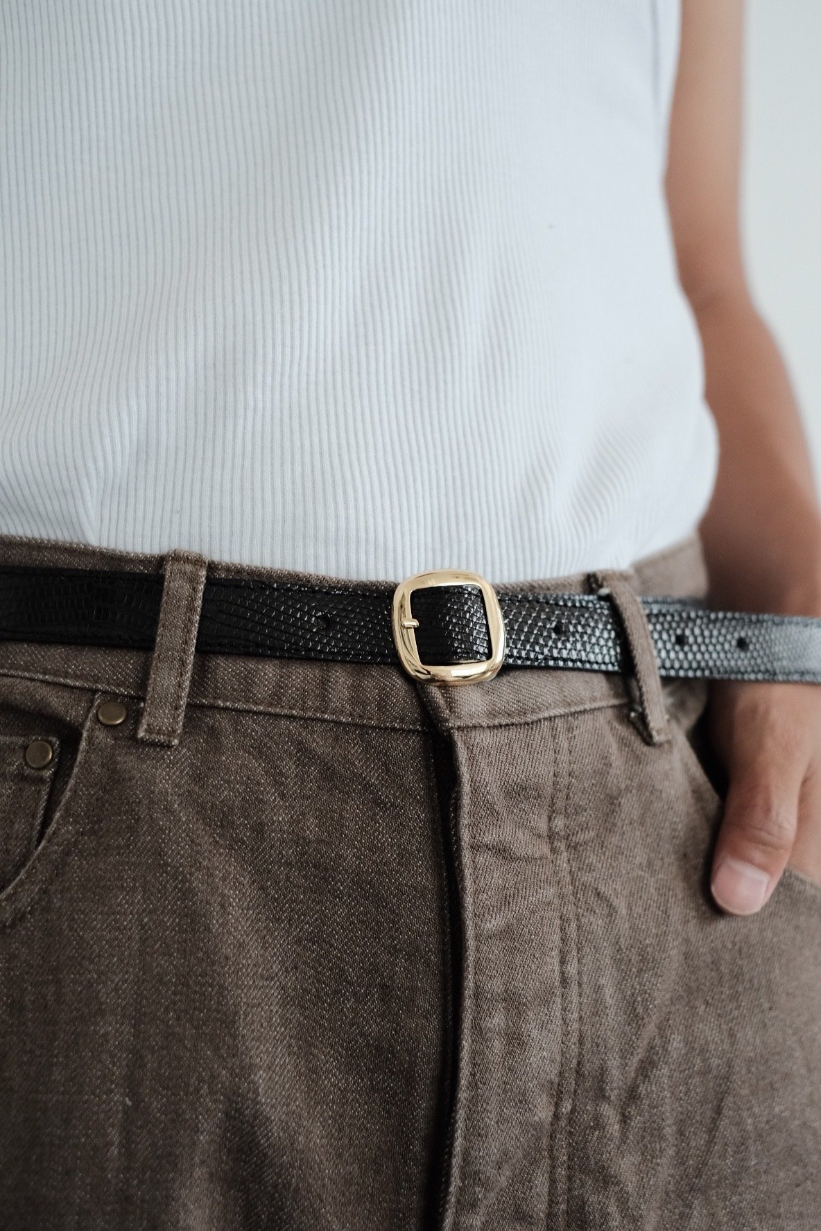 BISOWN LIZARD OVAL BELT Belt ファッション BISOWN ビソウン LIZARD