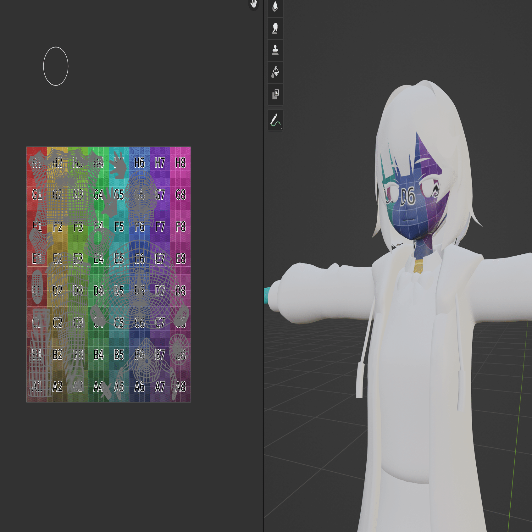 Blenderで3Dキャラモデリング35日目 -衣装のUV展開とUVグリッド編