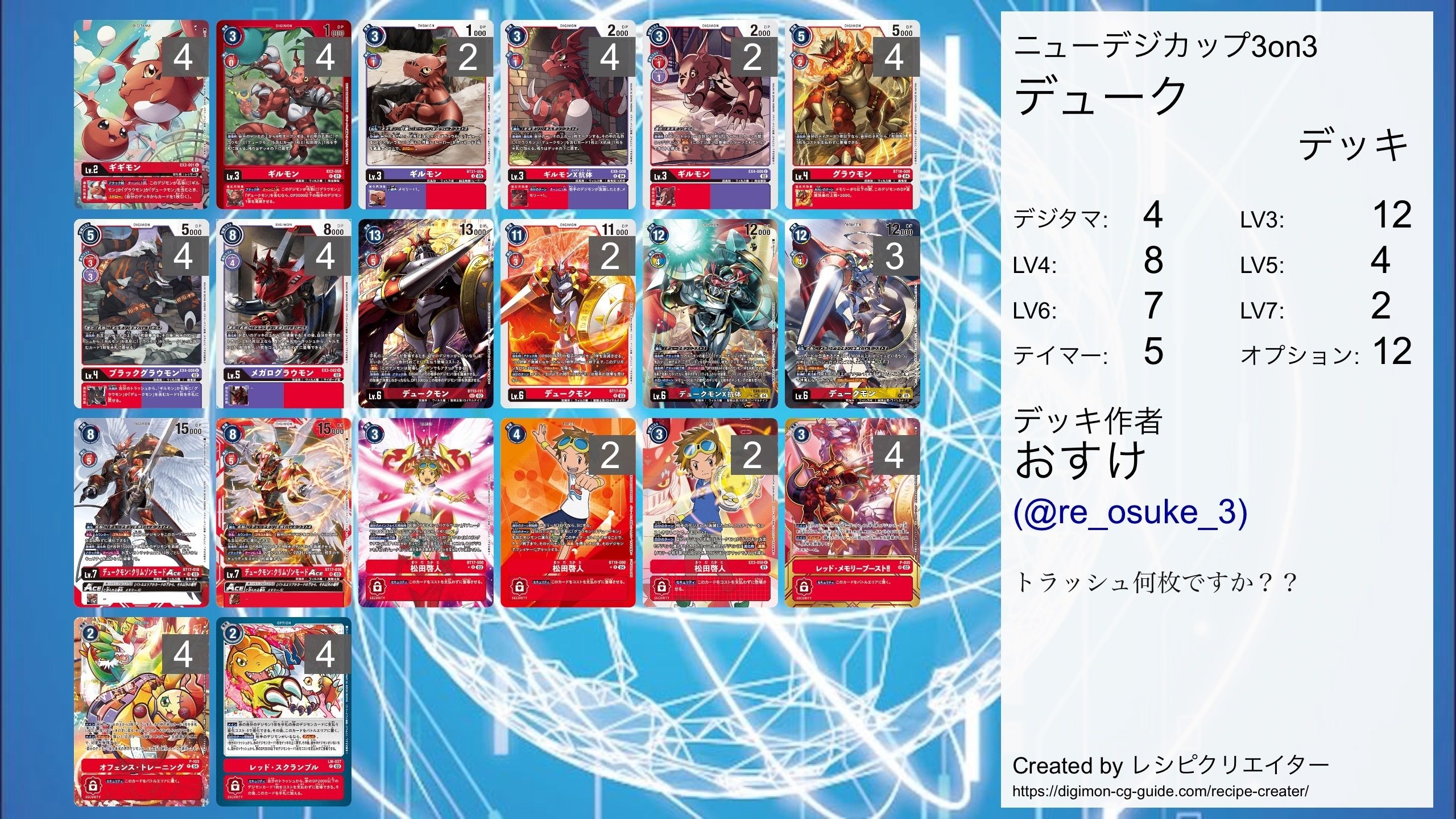 メギドラ不採用‼️僕デジ型デュークモンデッキ｜おすけ