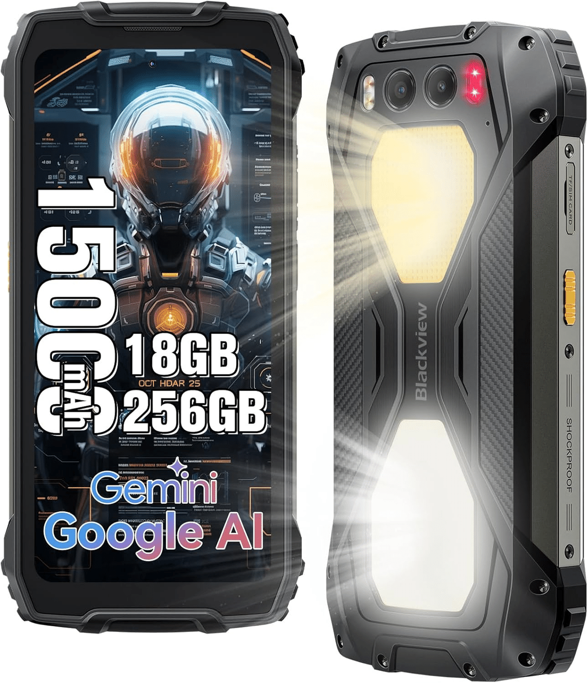 Blackviewタフネススマホ 6.67インチ デュアルキャンプライト G81 Blackview BV7300 タフネススマホ 18GB+256GB ブラック