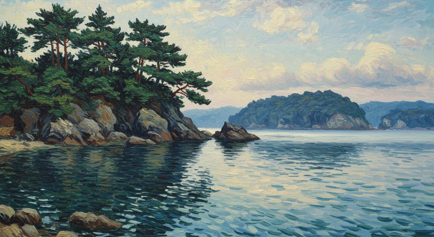 作品名  [松島風景] 松島図屏風｜作品紹介｜キヤノン 綴プロジェクト｜キヤノン