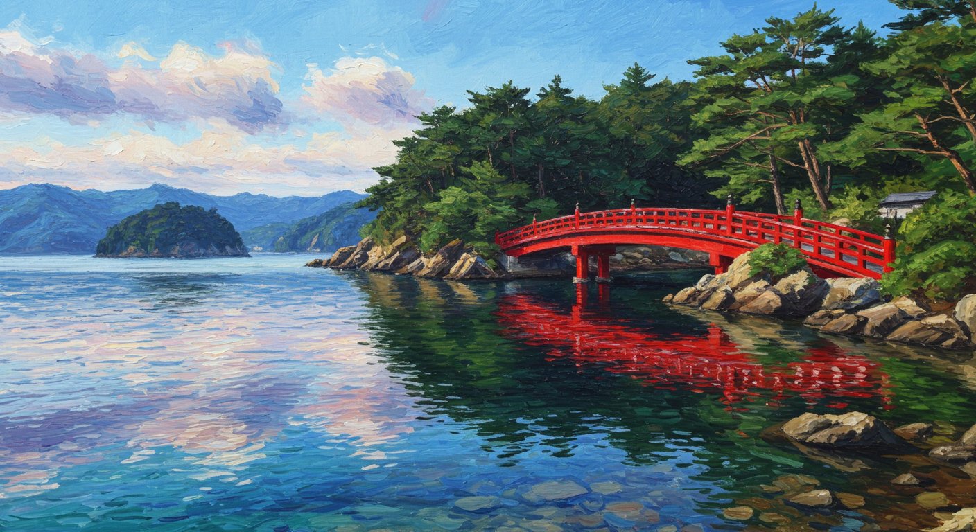 日本三景『松島』をAI絵画風に｜蟒蛇 来都（うわばみ らいと）