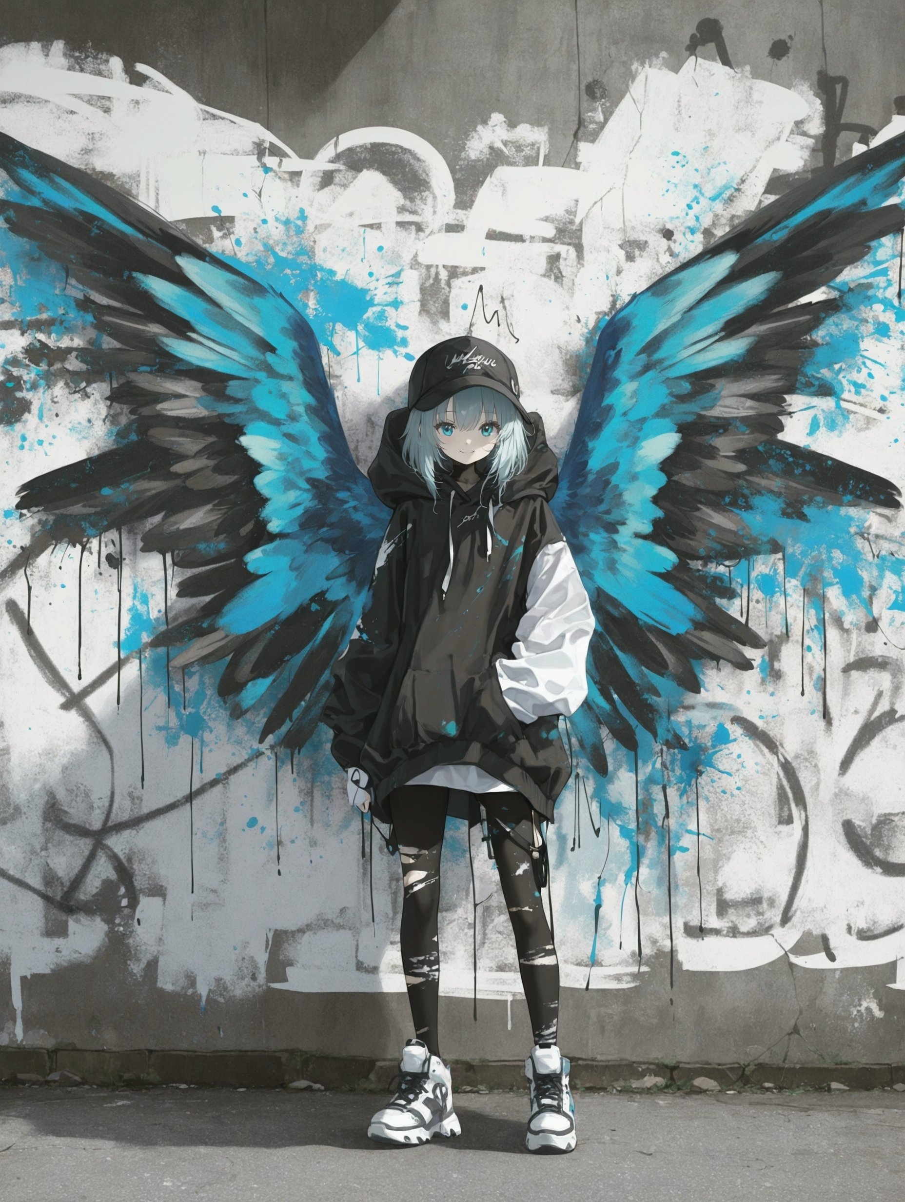 AIイラスト制作記｜ストリートに舞う天使─ スプレーアートの翼で描く