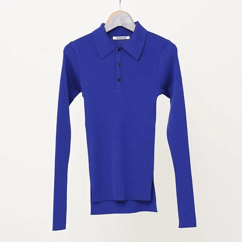 AURALEE】ロングセラーSUPER FINE WOOL HIGH GAUGE RIB KNIT POLO