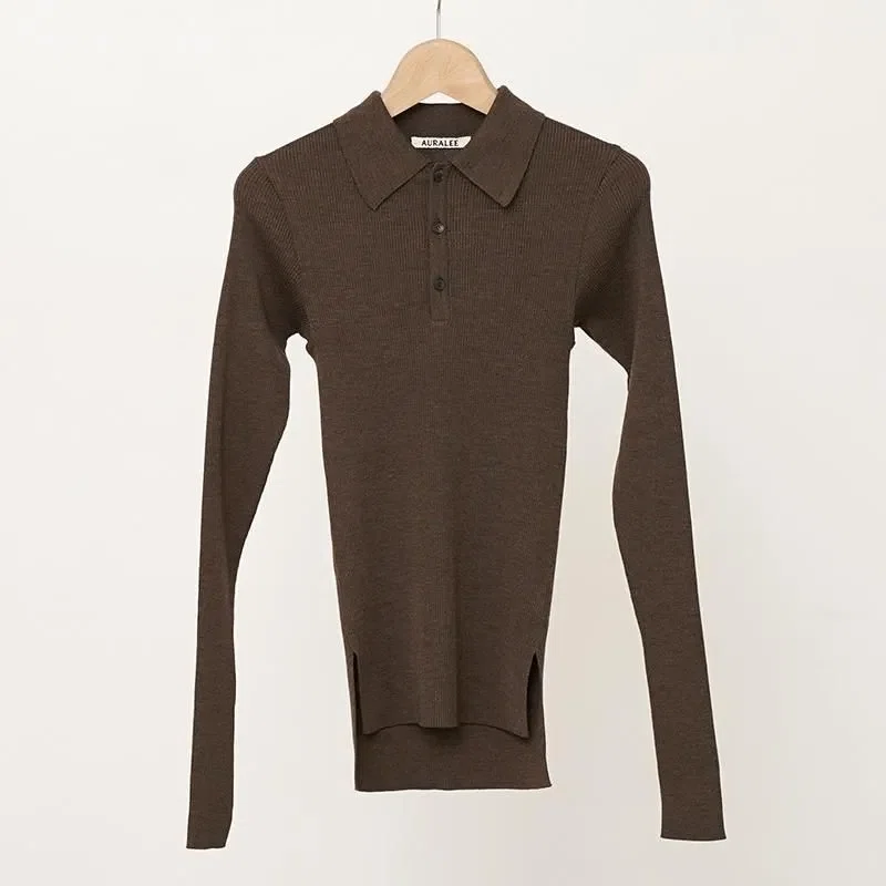 AURALEE SUPER FINE WOOL HIGH GAUGE リブニット AURALEE】ロングセラーSUPER FINE WOOL HIGH GAUGE RIB KNIT POLO