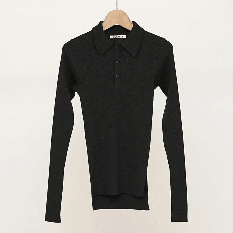 AURALEE】ロングセラーSUPER FINE WOOL HIGH GAUGE RIB KNIT POLO