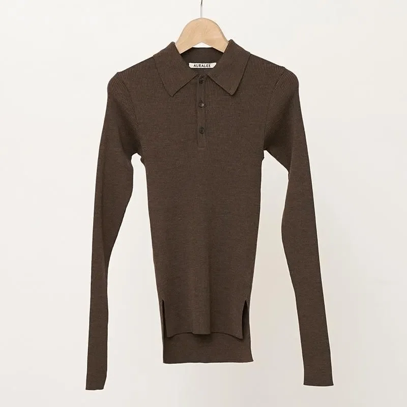 AURALEE rib knit polo リブ ポロ オーラリー AURALEE】 GIZA HIGH GAUGE RIB KNIT POLO / HARD TWIST WOOL DOBBY