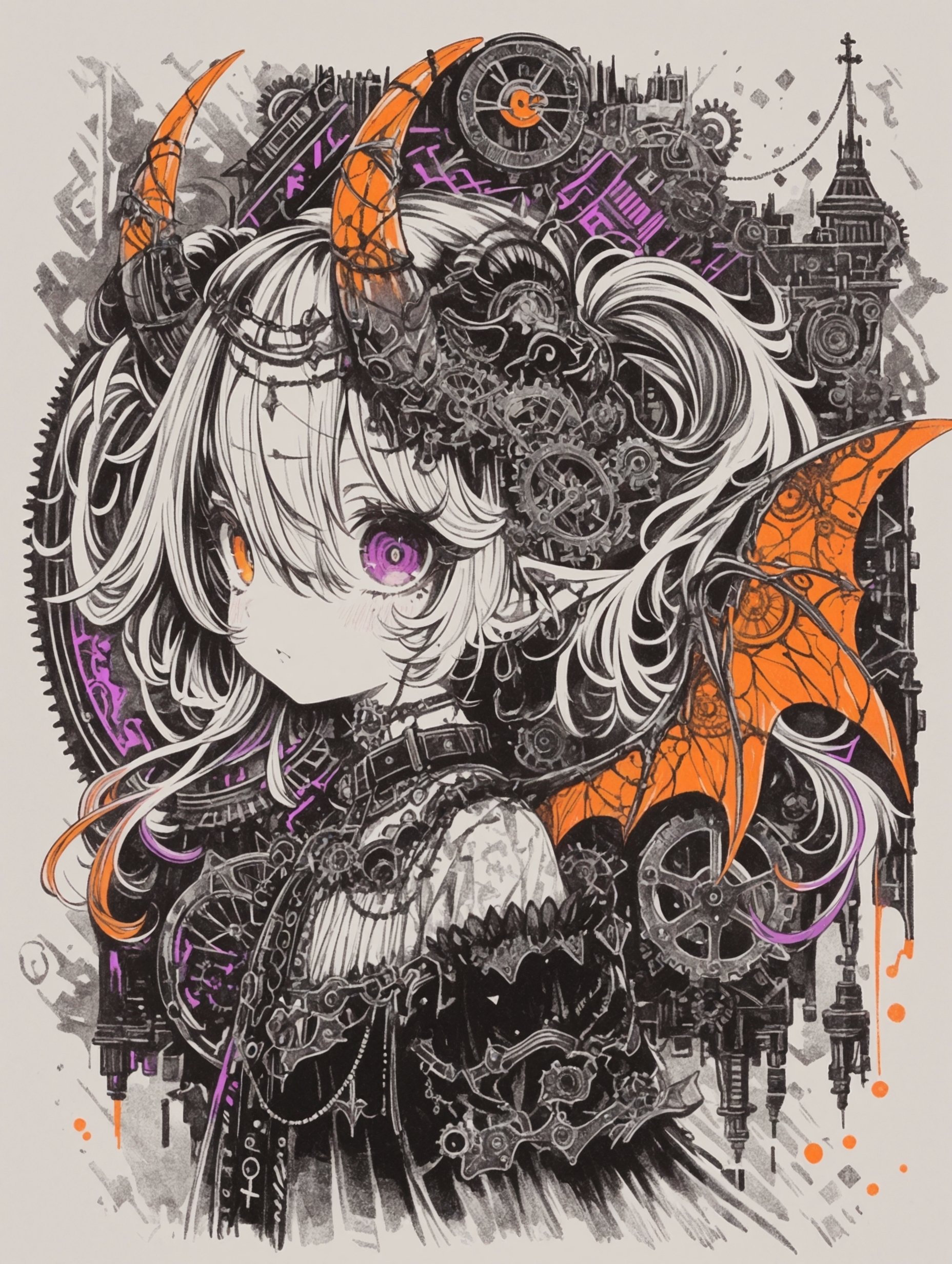 AIイラスト制作記｜鉛筆質感×限定2色で描く、可愛い悪魔の少女