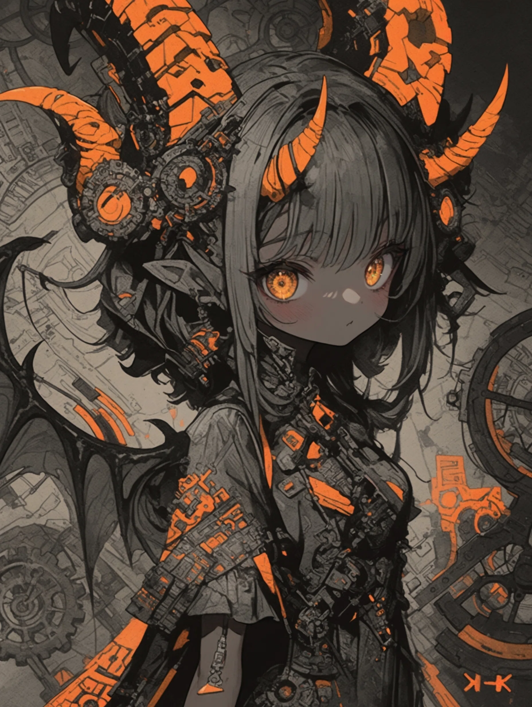 AIイラスト制作記｜鉛筆質感×限定2色で描く、可愛い悪魔の少女