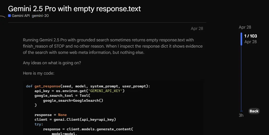 Gemini APIでresponse.textが空になる障害が発生している【解消済