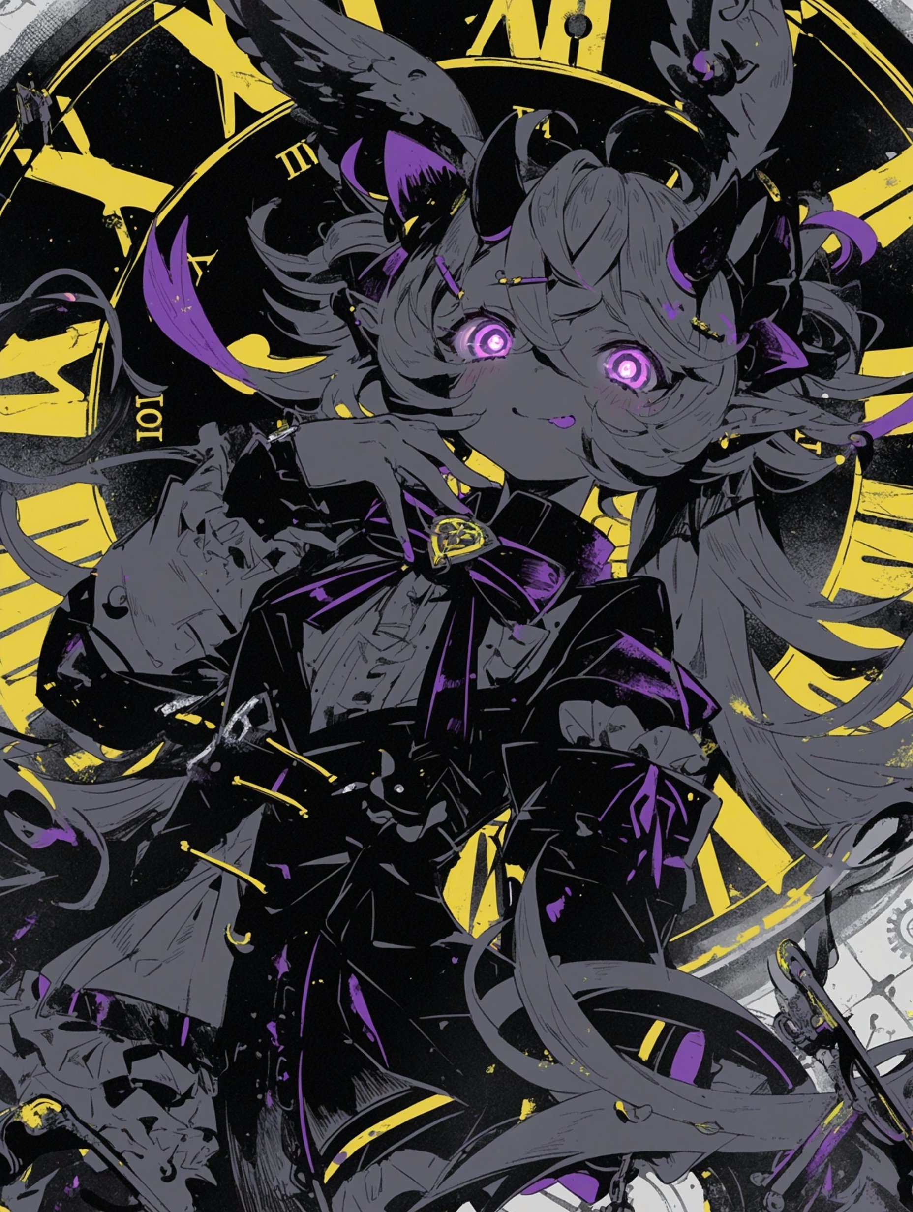 AIイラスト制作記｜鉛筆質感×限定2色で描く「時を司る悪魔の少女