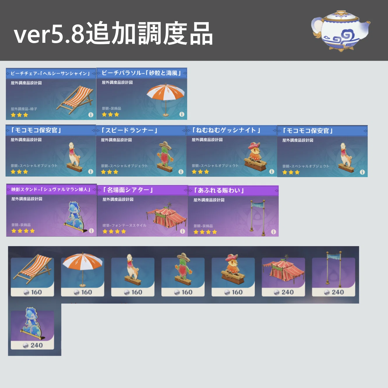 原神】ver5.8追加調度品【入手方法】｜YYYGGG