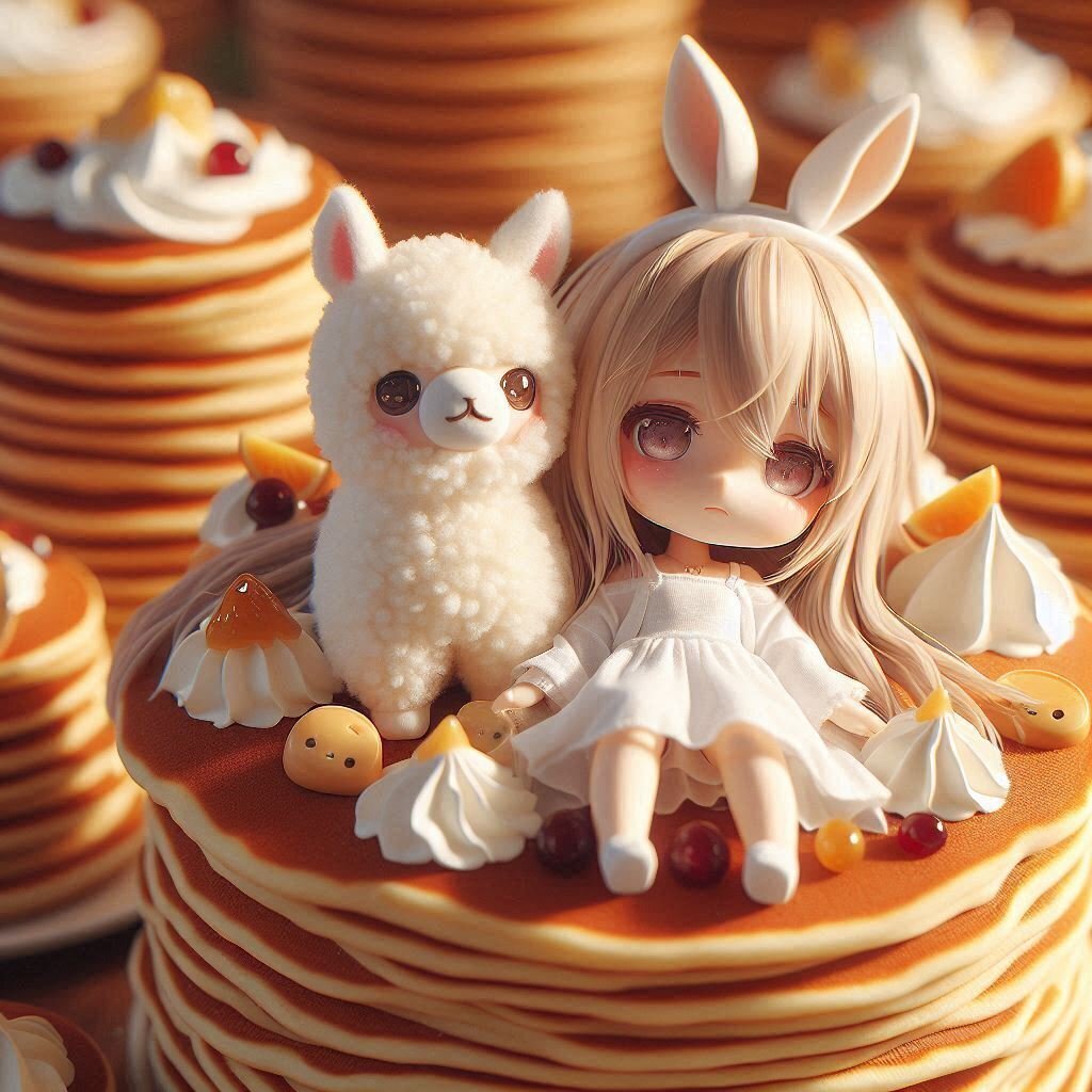 ゆめかわ猫パンケーキ♡ 可愛いのが好き🥞ふかふかのパンケーキにはさまれて眠りたい